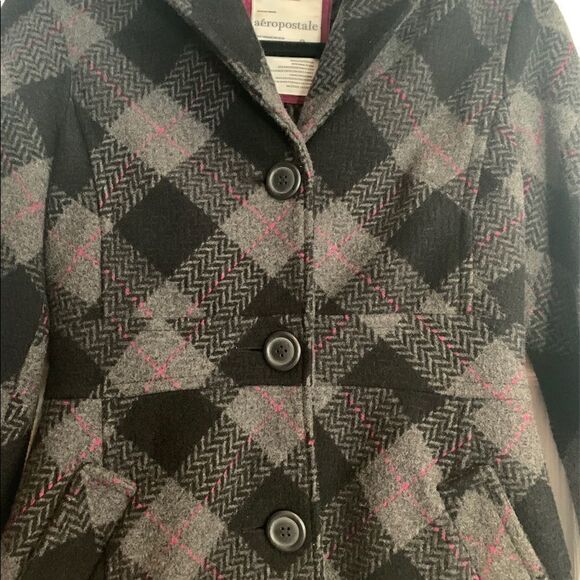 Aeropostale Pea Jacket Black/Gray Size S/P - Picture 3 of 6